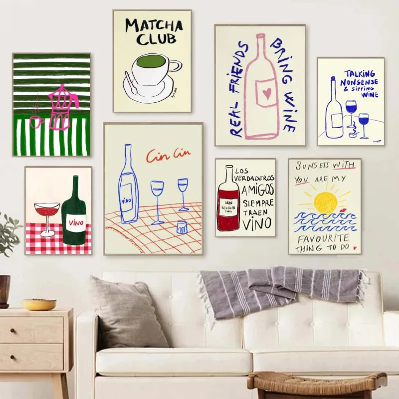 Coffee Tea Drawing - Яркие рисунки, абстрактное искусство, постеры с