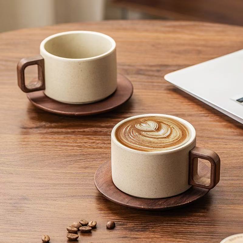 Coffee Tea Uses - Ретро-керамическая кофейная кружка с блюдцем для