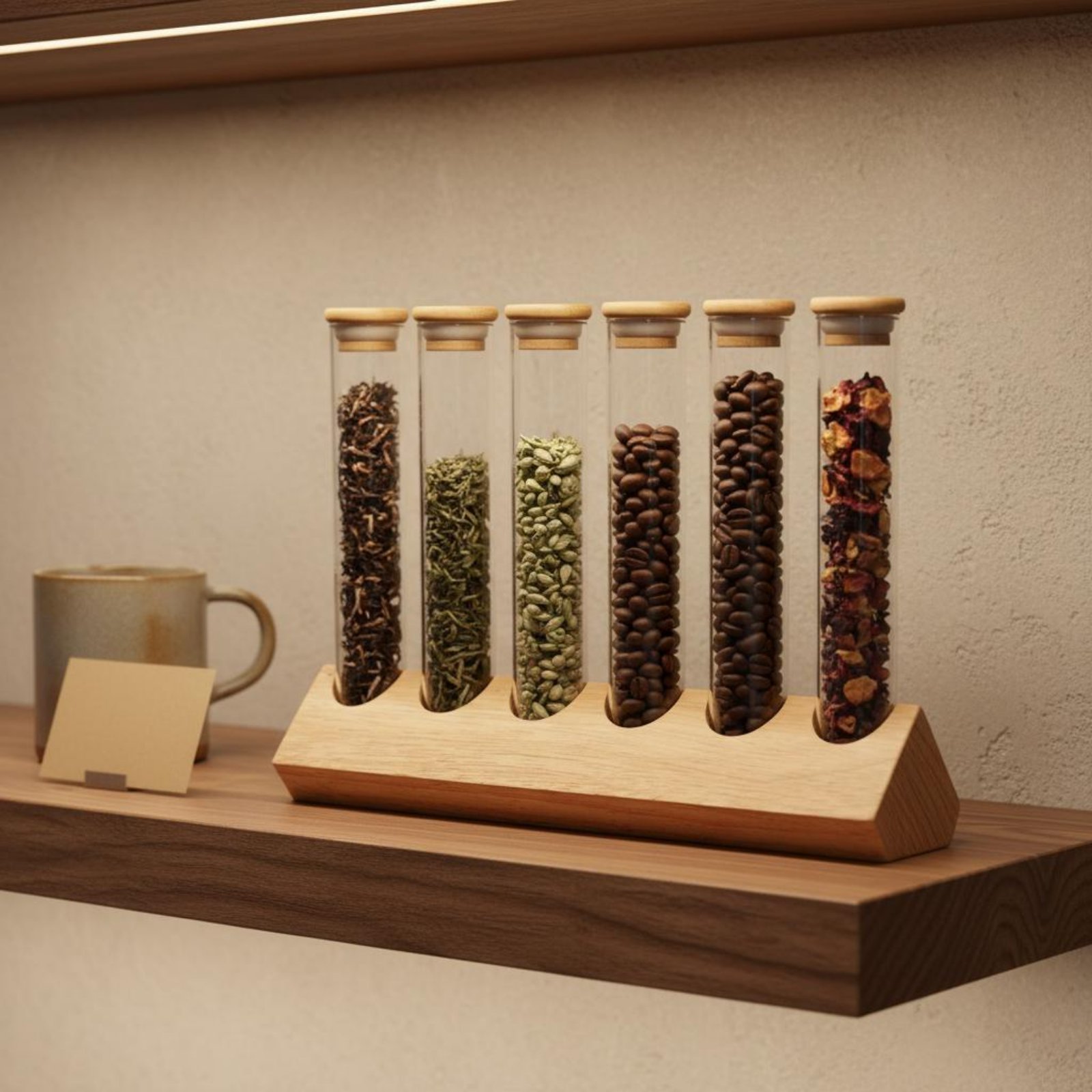 Coffee Tea Jars - Набор стеклянных емкостей с деревянной подставкой: