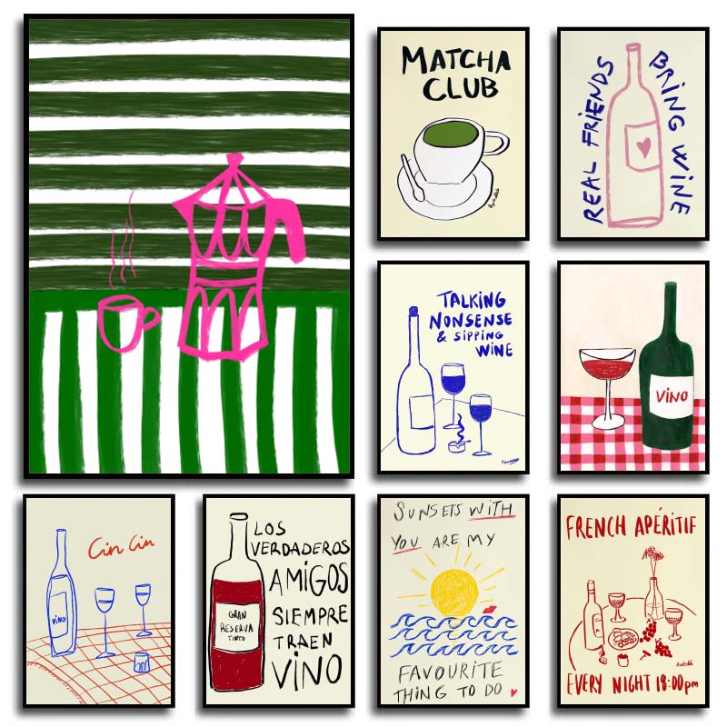 Coffee Tea Drawing - 1 шт. безрамная картина на холсте,